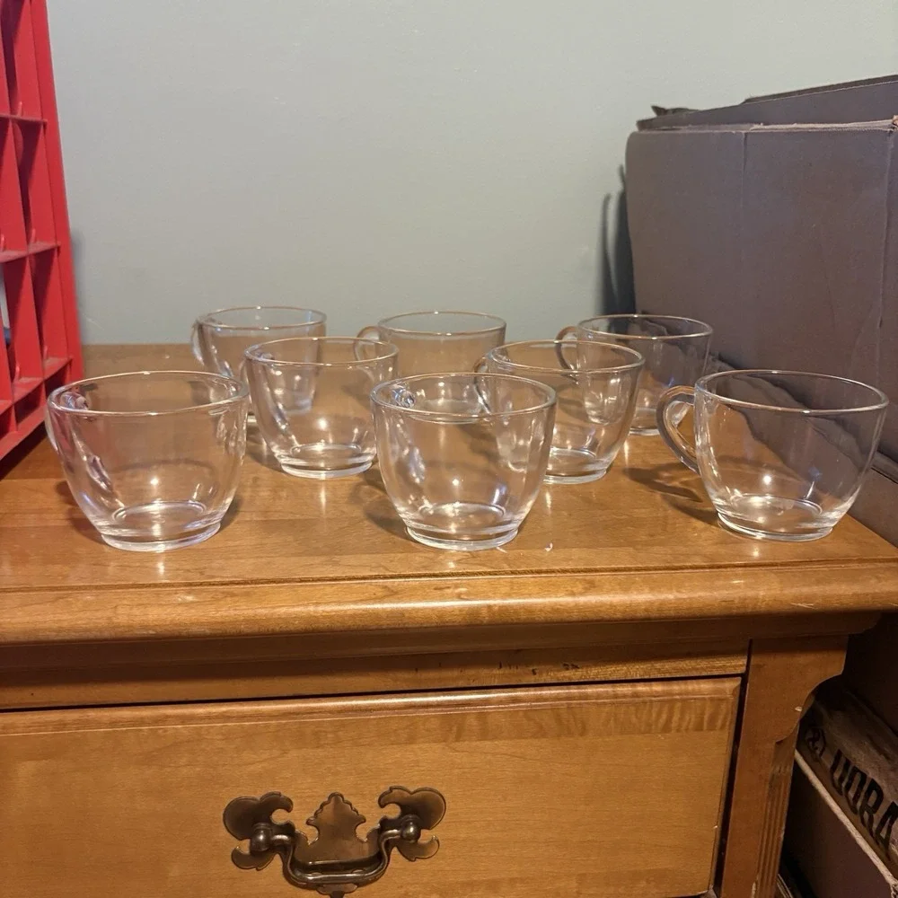 Vintage Set of 8 Federal Clear Glass Coffee/Punch Cups F Shield Hallmark 6oz